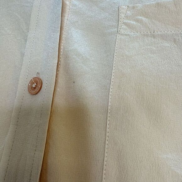 Equipment Women's Peach Silk Button Down Cap-Sleeve Blouse Top Size M - Picture 2 of 5